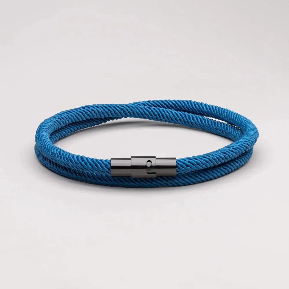 Minimalistisches blaues Seilarmband Welle